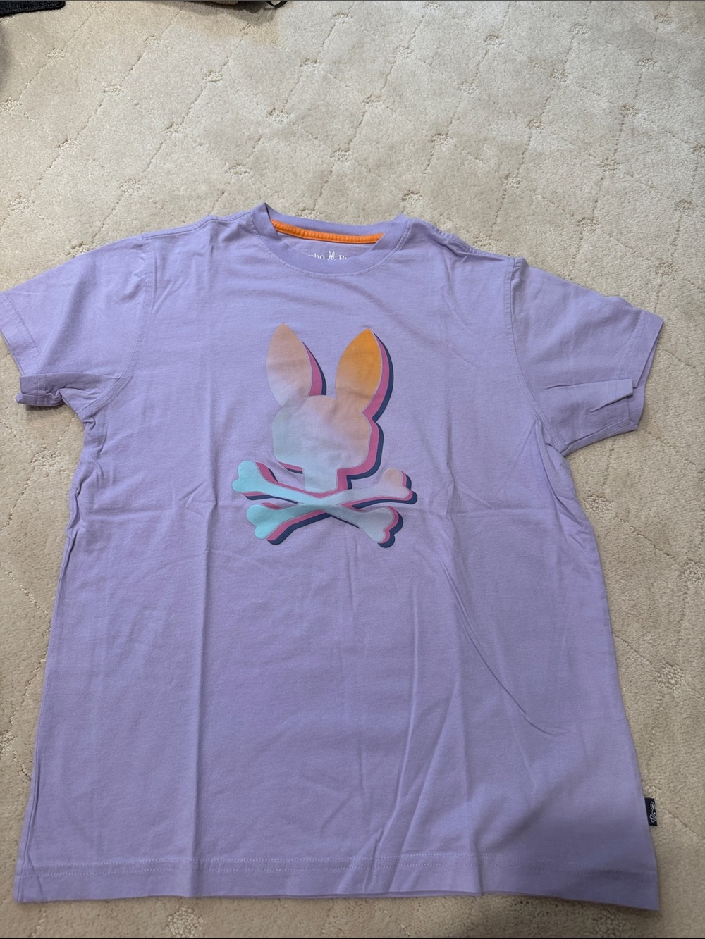 Psycho Bunny Lavender Tee with Multicolor Bunny Logo
